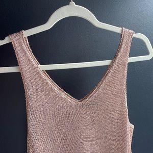 Metallic Rose Gold/Pink Knit Tank